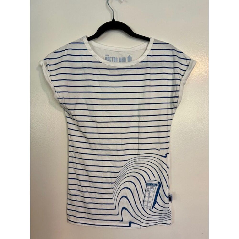 Dr Who BBC T-shirt Size Small Tardis Blue Stripe